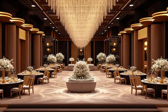 Allestimento di lusso della location per il Moda Milano Gala.
